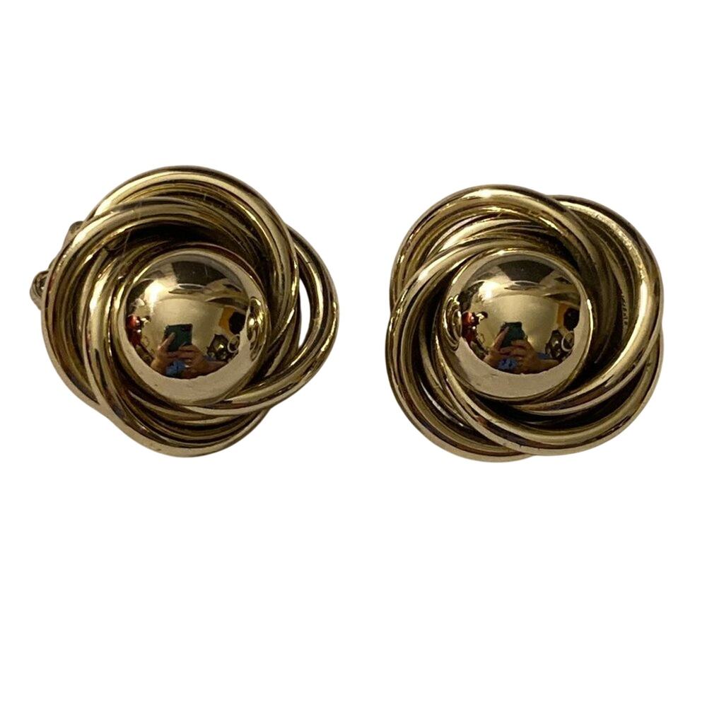 Vintage Coro Gold and Silver Tone Love Knot Clip-on Earrings